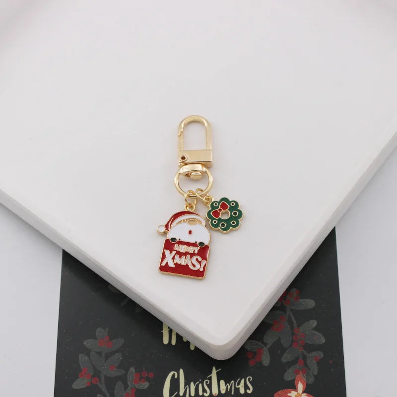 PC Cute Enamel Christmas Keychain  Women, Christmas Tree, Santa Claus, Bell, Snowflake Keyrings, Bag, Car Key Chain, Accessories