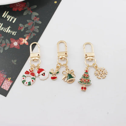 PC Cute Enamel Christmas Keychain  Women, Christmas Tree, Santa Claus, Bell, Snowflake Keyrings, Bag, Car Key Chain, Accessories