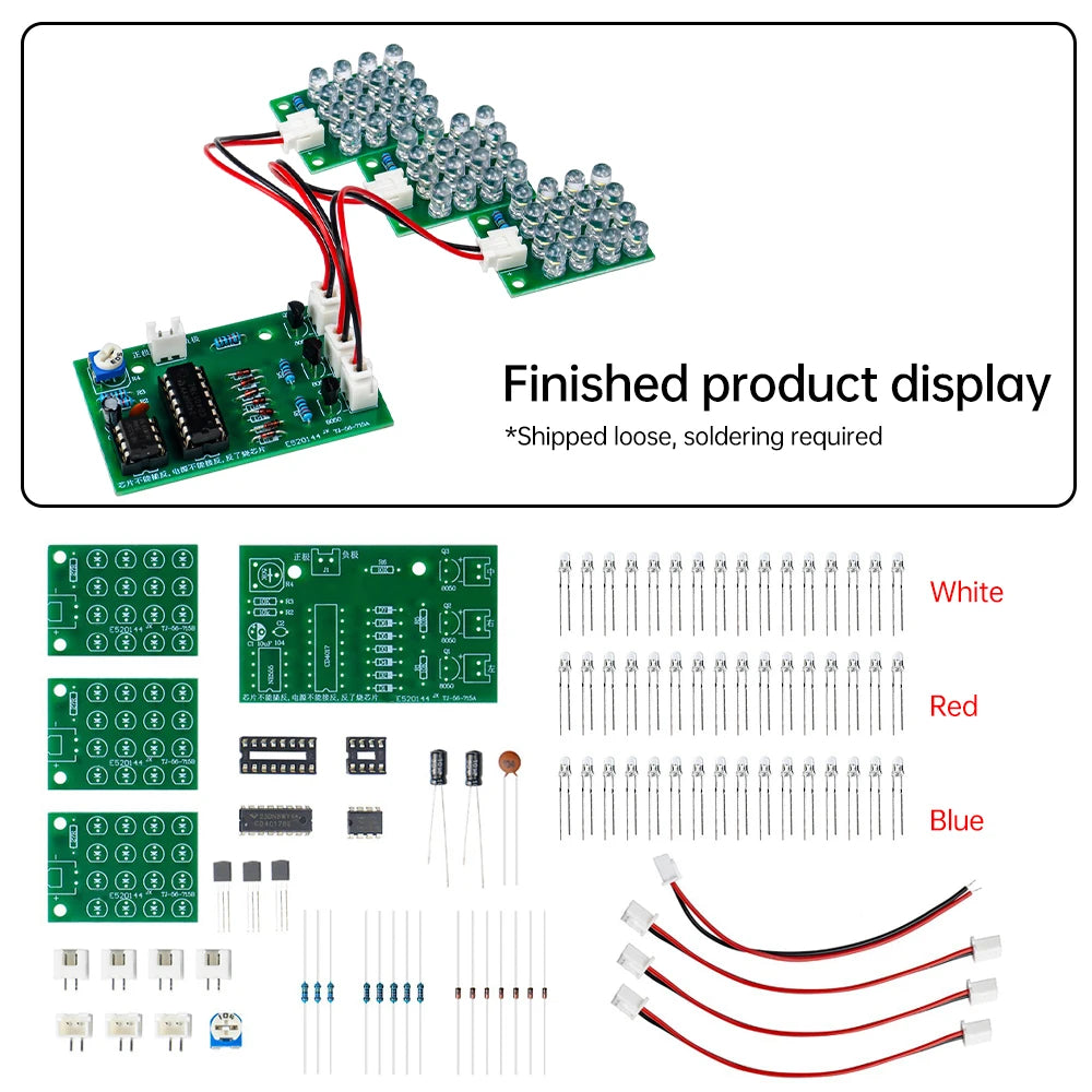 DC 12V CD4017 + NE555 Flash Light Explosion-flashing LED Suite Self DIY Learning Electronic Kit Strobe Module Production Design