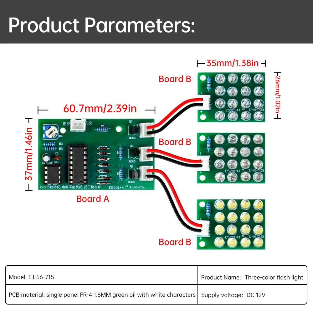 DC 12V CD4017 + NE555 Flash Light Explosion-flashing LED Suite Self DIY Learning Electronic Kit Strobe Module Production Design