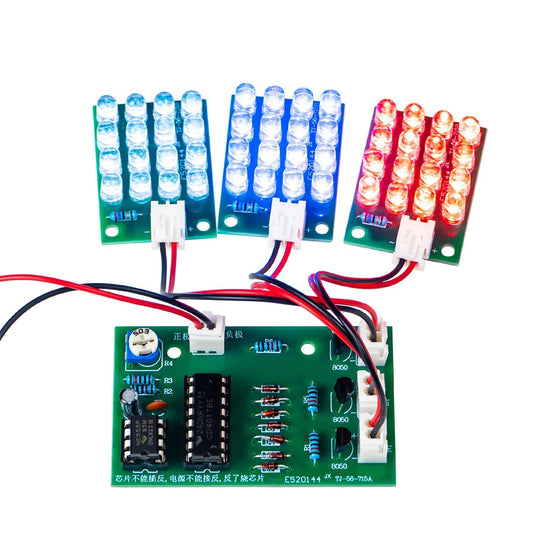 DC 12V CD4017 + NE555 Flash Light Explosion-flashing LED Suite Self DIY Learning Electronic Kit Strobe Module Production Design