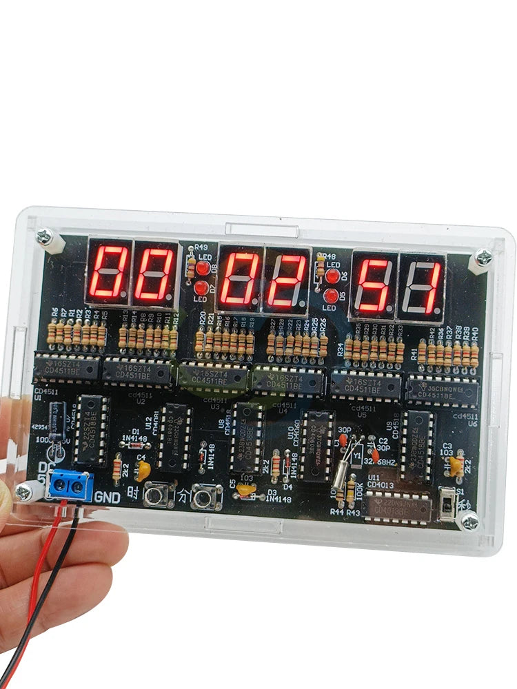 DC4.5V-5.5V 6 Digits DIY Clock Kit Auto Display Time DIY Alarm Clock Soldering Practice Kit for Students and Diyers