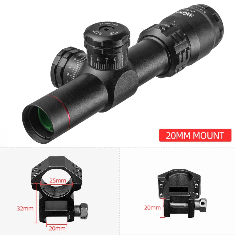 DIANA 2-7X20 Tactics Riflescope Rapid Target Acquisition Hunting Mil-dot Optical  Pocket Sight Spotting scope  rifle hunting