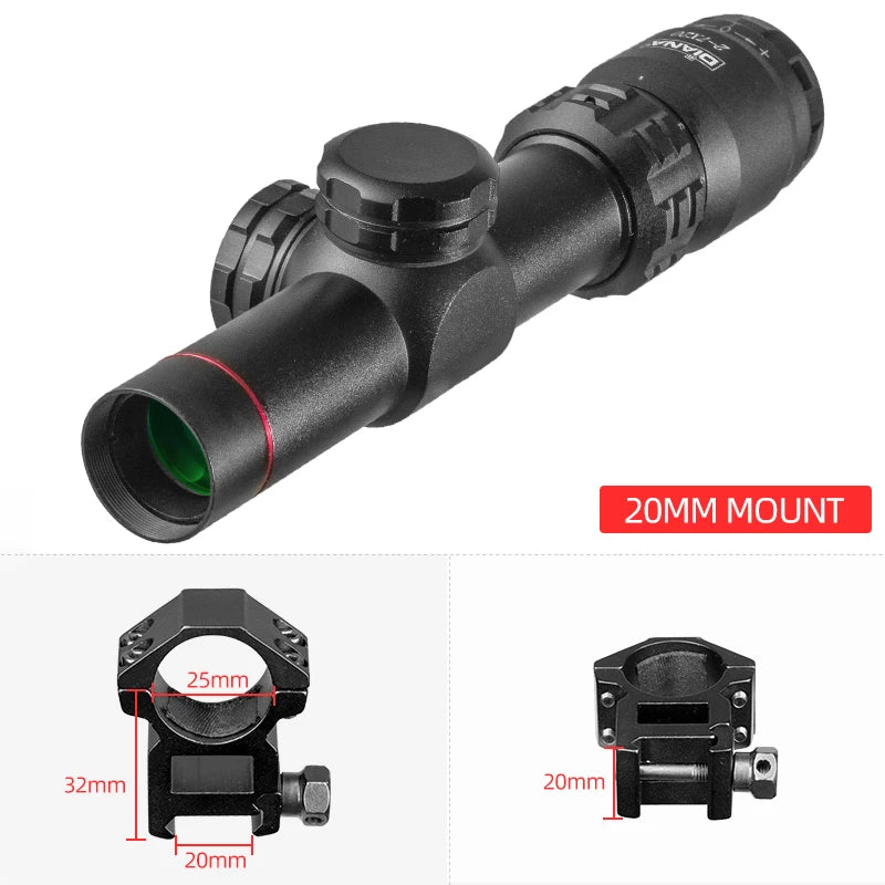 DIANA 2-7x20 HD Riflescope Mil Dot Reticle Sight Rifle Scope Sniper Hunting Scopes Tactical Rifle Scope Airsoft Air Guns Pocket