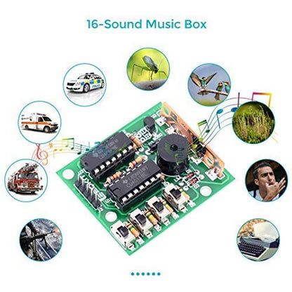 DIY Electronic Kit 16 Music Sound Box DIY Module Soldering Practice Learning Kits 16 Sound Music Production for Arduino