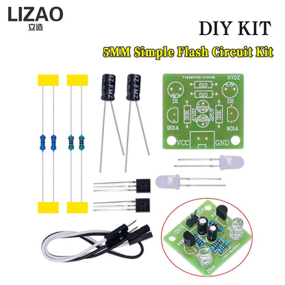 DIY Electronic Kit 5MM LED Simple Flash Light Circuit Simple Flashing Leds Circuit Board Production Suite For Soldering Practice