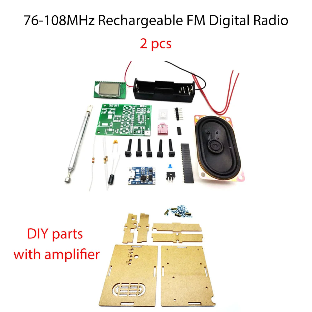 DIY Electronic Kit FM Radio Receiver Module 76-108MHz DIY Radio Speaker Kit Frequency Modification LCD Display Solder Practice