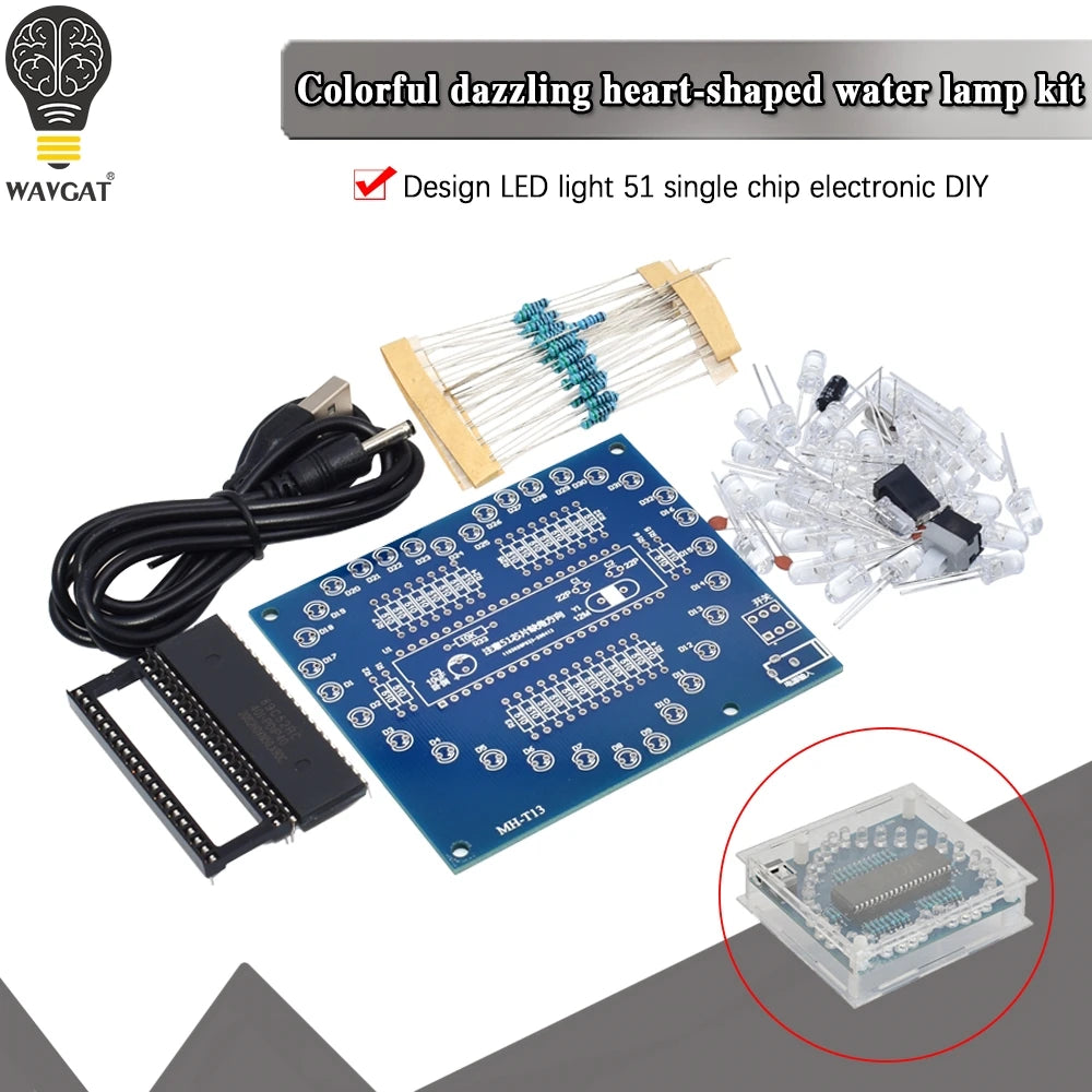 DIY Electronic Kit Heart Shape Colorful Glare LED RGB Module Love Water Light STC89C52 51 Single Chip Microcomputer For Arduino