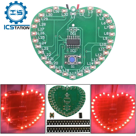 DIY Electronic Kit SMD LED Microcontroller 32 Flashing Light  Soldering Project Practice Component Welding Suite