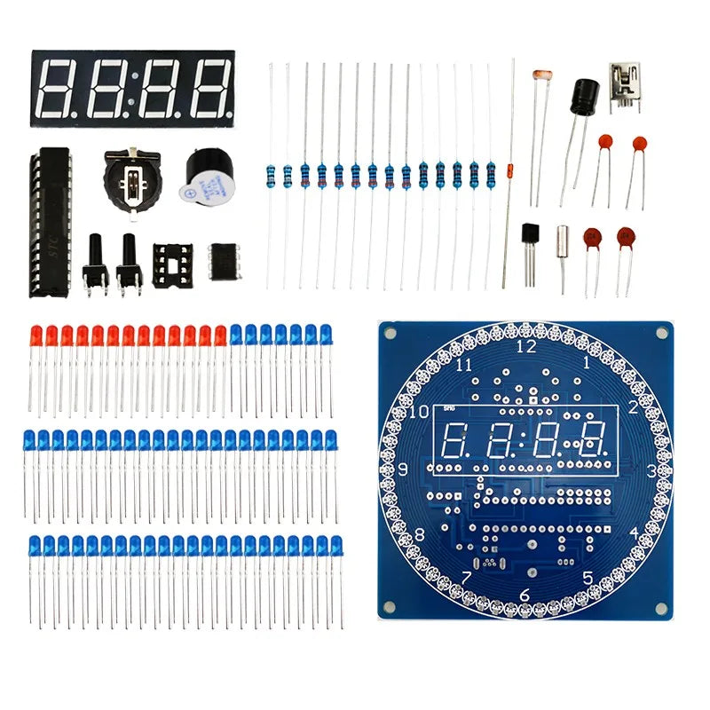 DIY Kit Electronic Clock LED Light-controlled Alarm Welding DIY Kit Temperature Control Rotating Digital Clock Display Module