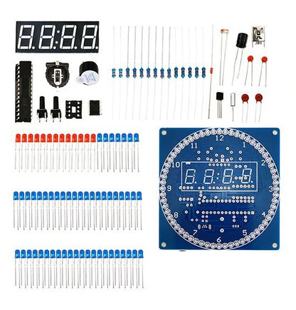 DIY Kit Electronic Clock LED Light-controlled Alarm Welding DIY Kit Temperature Control Rotating Digital Clock Display Module