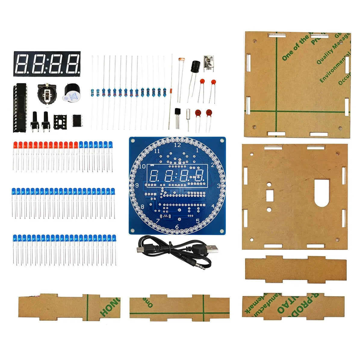 DIY Kit Electronic Clock LED Light-controlled Alarm Welding DIY Kit Temperature Control Rotating Digital Clock Display Module