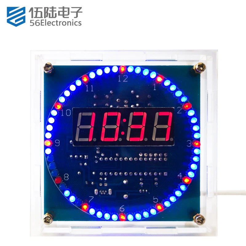 DIY Kit Electronic Clock LED Light-controlled Alarm Welding DIY Kit Temperature Control Rotating Digital Clock Display Module