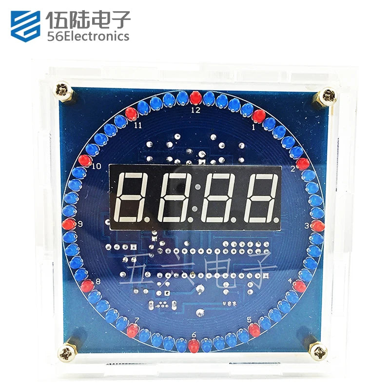 DIY Kit Electronic Clock LED Light-controlled Alarm Welding DIY Kit Temperature Control Rotating Digital Clock Display Module