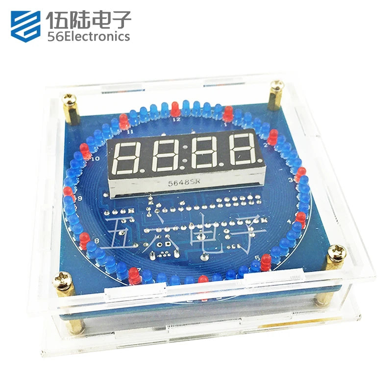 DIY Kit Electronic Clock LED Light-controlled Alarm Welding DIY Kit Temperature Control Rotating Digital Clock Display Module