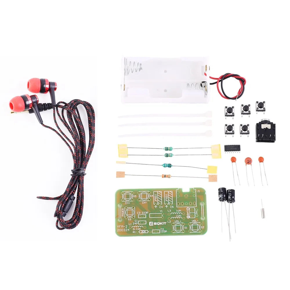 DIY Kit FM Stereo Radio Receiver Module with Earphone Adjustable 76-108MHz Wireless Receiver DIY Electronics Soldering Practice