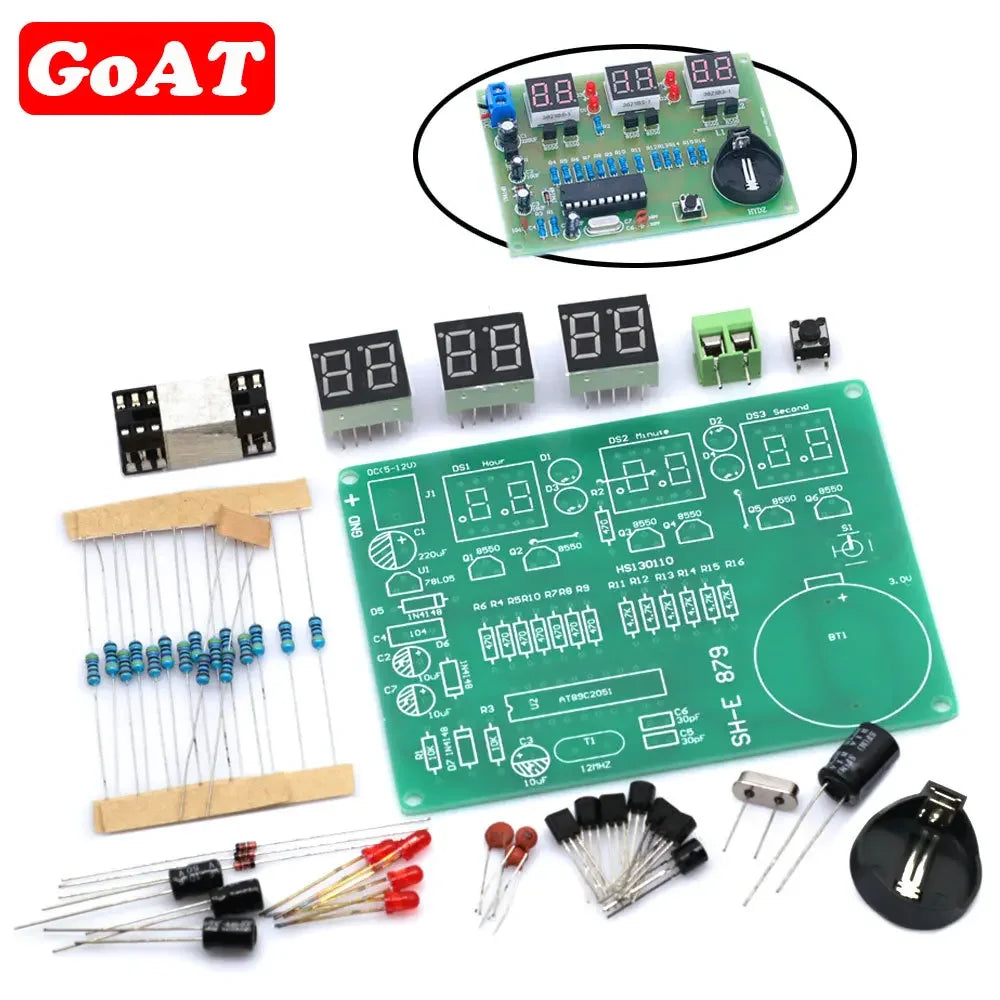 DIY Kits AT89C2051 Electronic Clock Digital Tube LED Display Suite Electronic Module Parts and Components DC 9V - 12V