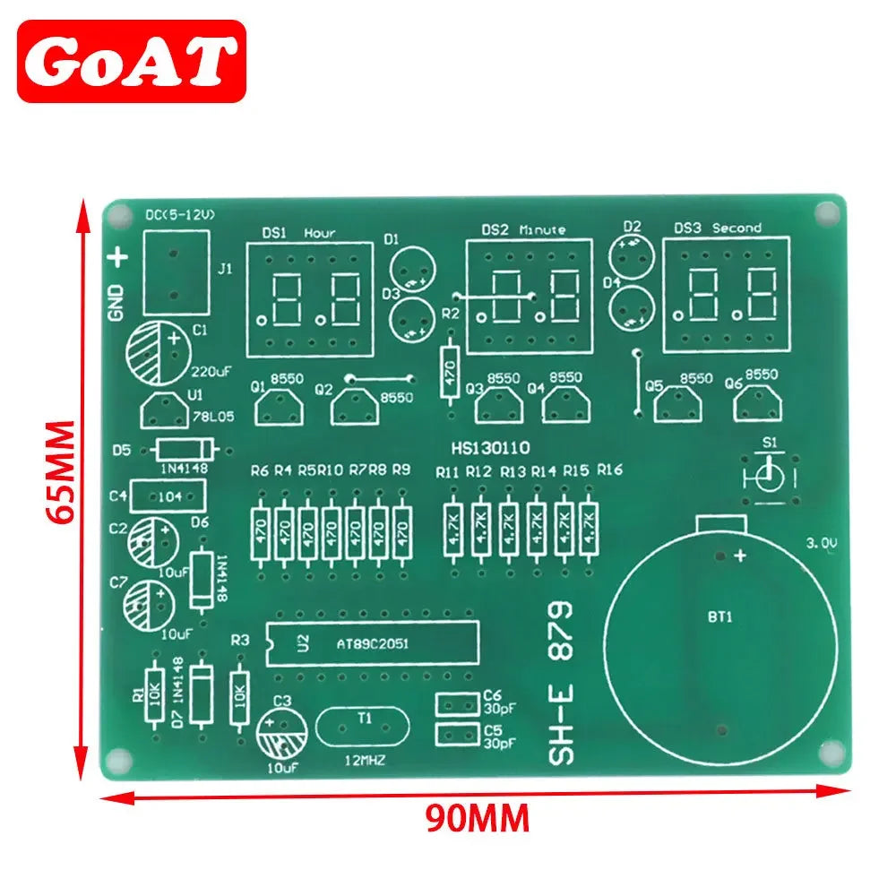 DIY Kits AT89C2051 Electronic Clock Digital Tube LED Display Suite Electronic Module Parts and Components DC 9V - 12V