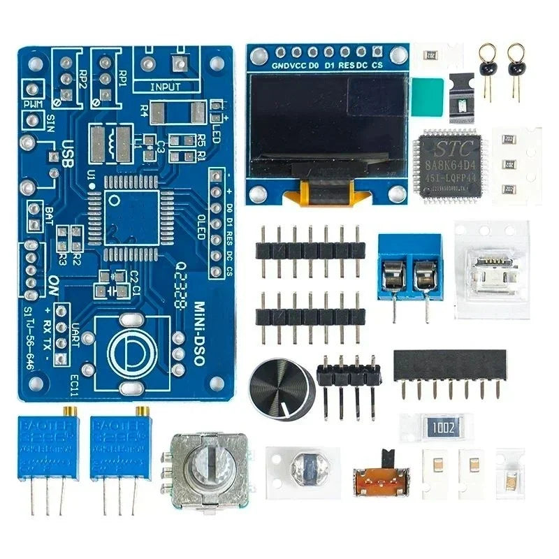 DIY Mini Digital Oscilloscope Kit STC8K8A Microcontroller Electronic Soldering Practice Loose Parts