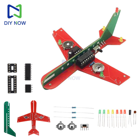 DIY Small Airplane Flashing Circuit Electronic Production Kit Led Water Light Welding Practice Circuit Board Parts