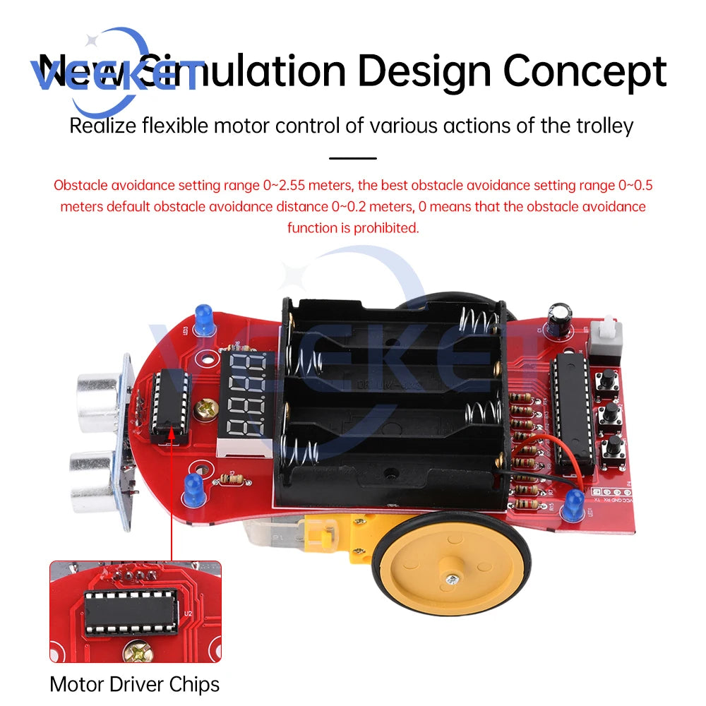 DIY Smart Track Line Car Kit Ultrasonic Obstacle Avoidance Car Tracking Ranging Robot Practice Soldering Learning Electronic Kit