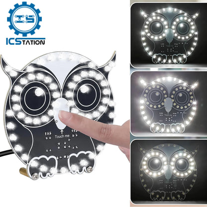 DIY Soldering Learning Kit Touch Control Owl LED Light Electronic Practice for Beginners STEM Education Creative Present