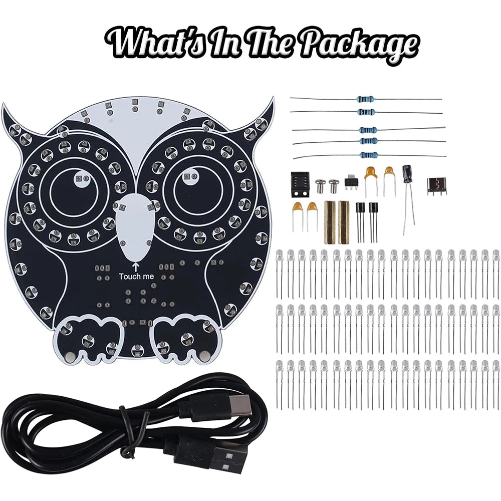 DIY Soldering Learning Kit Touch Control Owl LED Light Electronic Practice for Beginners STEM Education Creative Present