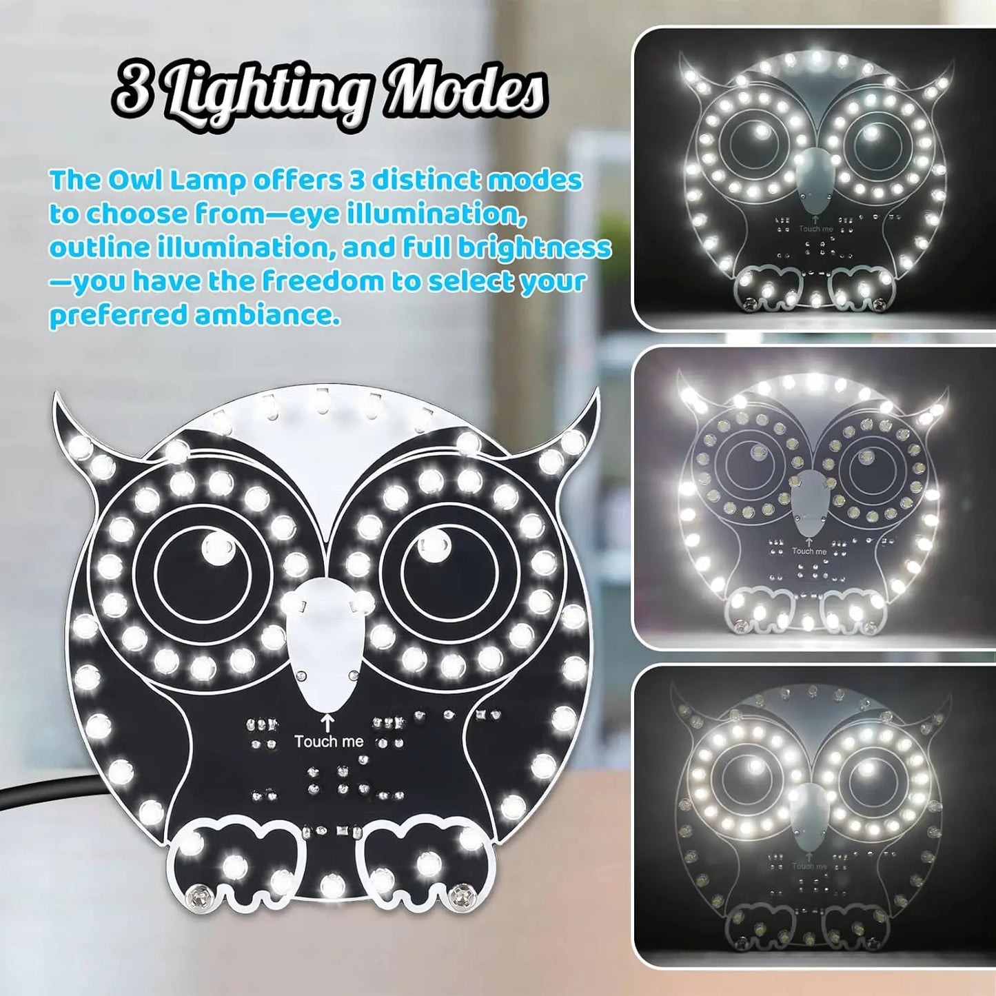 DIY Soldering Learning Kit Touch Control Owl LED Light Electronic Practice for Beginners STEM Education Creative Present