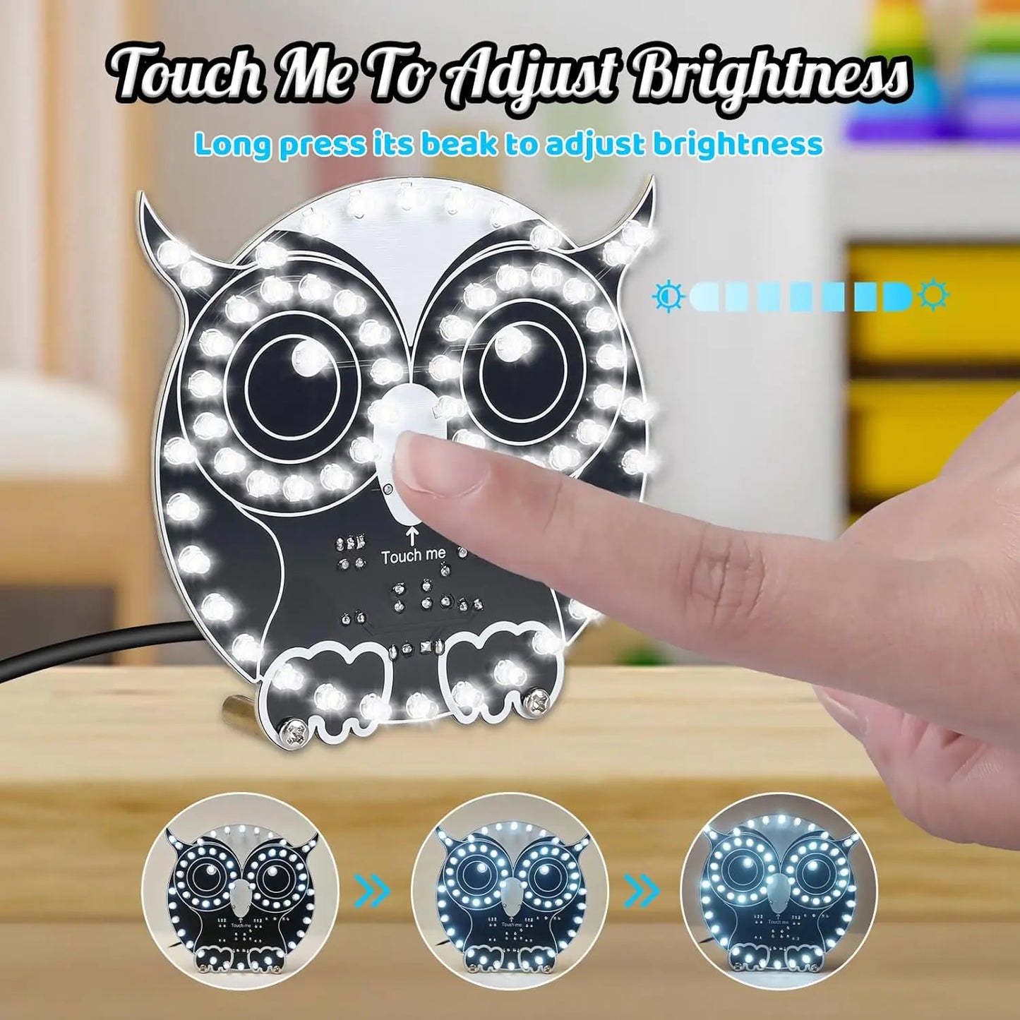 DIY Soldering Learning Kit Touch Control Owl LED Light Electronic Practice for Beginners STEM Education Creative Present