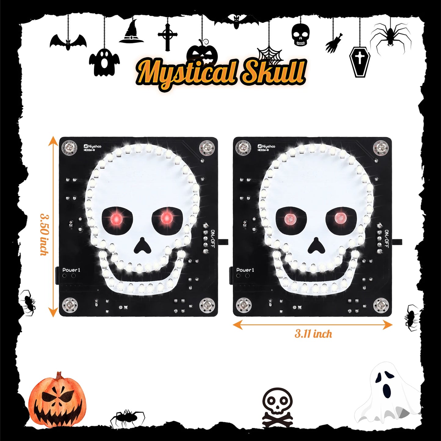 DIY Soldering Practice Kit Skull Ghost Electronic Project with Flashing Slowly Light Music Power Switch for Halloween STEM Learn