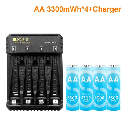 PC DLGPOWER 1.5V Lithium Battery AA/AAA Rechargeable battery with charger  Camera Electric toy Remote control Game controller