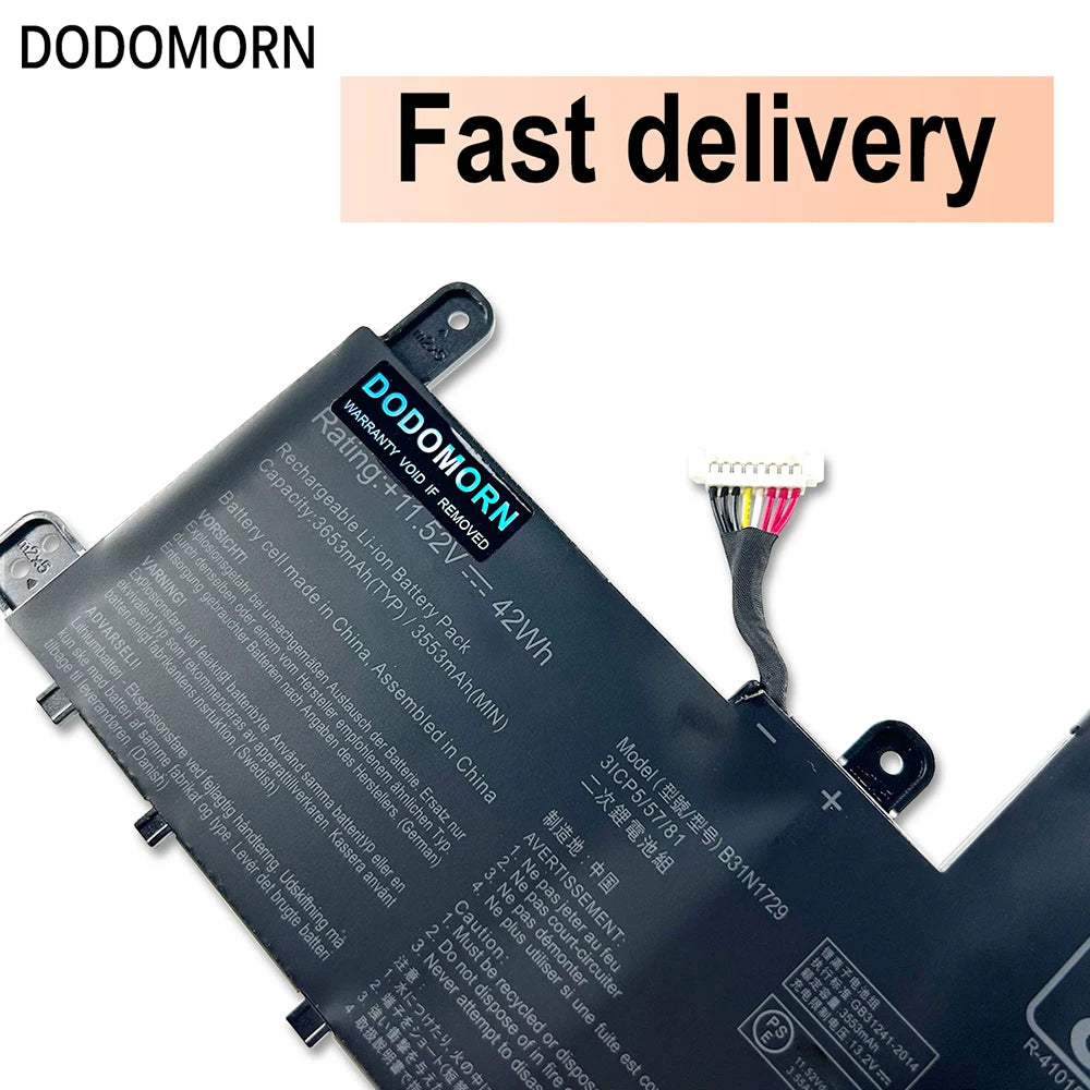 PC DODOMORN B31N1729 Laptop Battery For ASUS VivoBook S15 S530 S530F S530FA S530FN S530UA S530UF S530UN X530FN X530FN-1A S5300UN