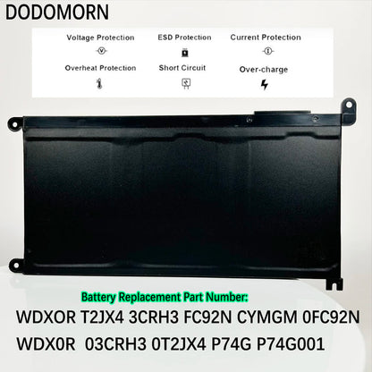 PC DODOMORN WDX0R Laptop Battery For DELL Vostro 5468 5471 5568 Inspiron 17 5770 5767 5765 15 5584 5567 7560 3583 5538 5567 WDXOR