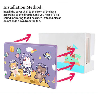 Decorative Front Plate Protective Cover For Nintendo Switch Oled Charging Dock Station Cartoon Anime Replacement Faceplate Case