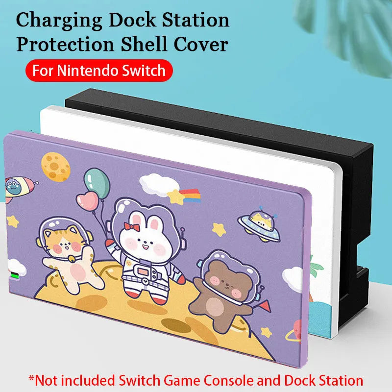 Decorative Front Plate Protective Cover For Nintendo Switch Oled Charging Dock Station Cartoon Anime Replacement Faceplate Case