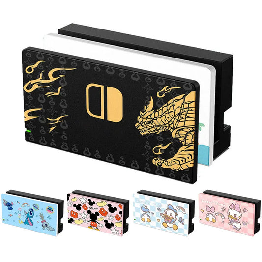 Decorative Front Plate Protective Cover For Nintendo Switch Oled Charging Dock Station Cartoon Anime Replacement Faceplate Case