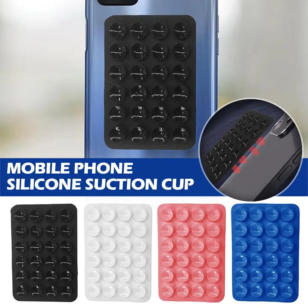 PC Desktop Phone Suction Cup Wall Stand Mat Multifunctional Silicone Suction Phone Holder Square Anti-Slip Single-Sided Leather