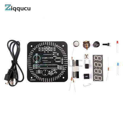 Digital DIY Electronic Clock Kit Light Control Rotation Digital LED Temperature & Time Display Tool Set for Soldering Practice