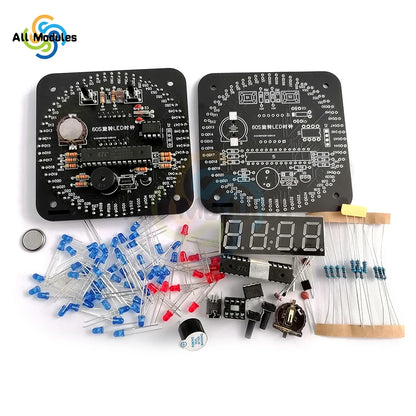 Digital DIY Electronic Clock Kit Light Control Rotation Digital LED Temperature & Time Display Tool Set for Soldering Practice