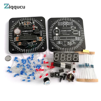 Digital DIY Electronic Clock Kit Light Control Rotation Digital LED Temperature & Time Display Tool Set for Soldering Practice