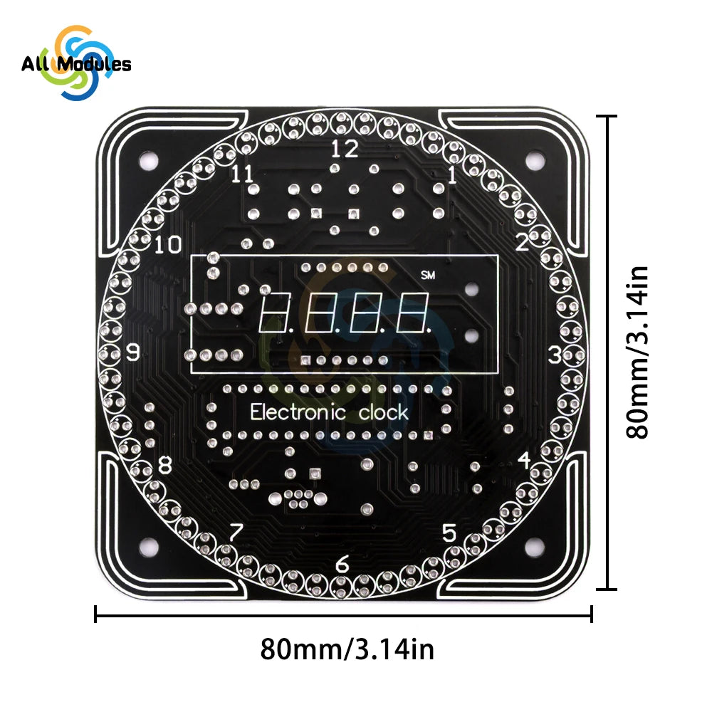 Digital DIY Electronic Clock Kit Light Control Rotation Digital LED Time Display & Temperature Tool Set for Soldering Practice