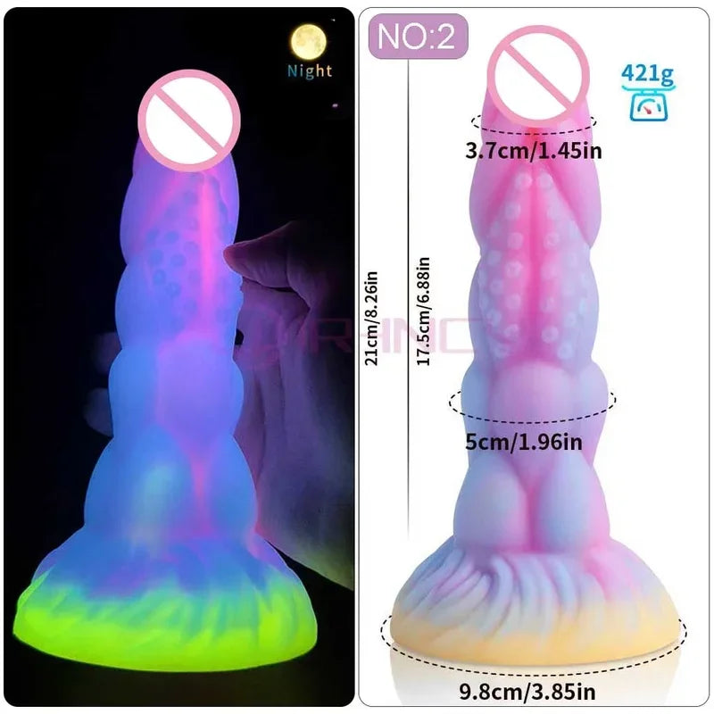 Dildo Luminous Sex Toys  Women Dick Animal/Monsters Horse Dildos Silicone Soft Anal Plug Adult Sextoys Dragon Penis 18