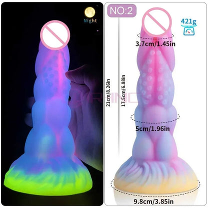 Dildo Luminous Sex Toys  Women Dick Animal/Monsters Horse Dildos Silicone Soft Anal Plug Adult Sextoys Dragon Penis 18