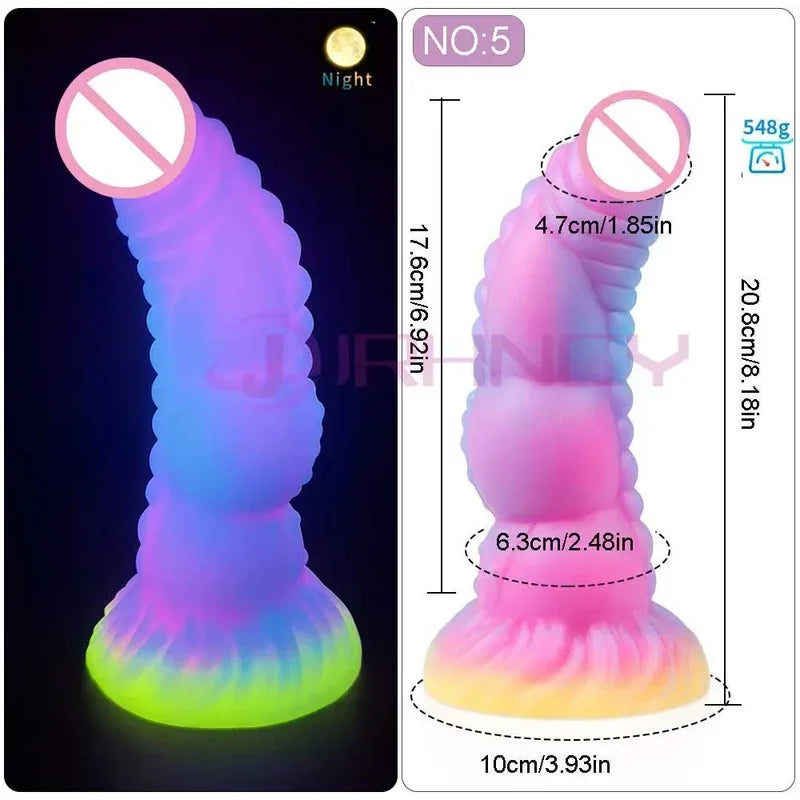 Dildo Luminous Sex Toys  Women Dick Animal/Monsters Horse Dildos Silicone Soft Anal Plug Adult Sextoys Dragon Penis 18