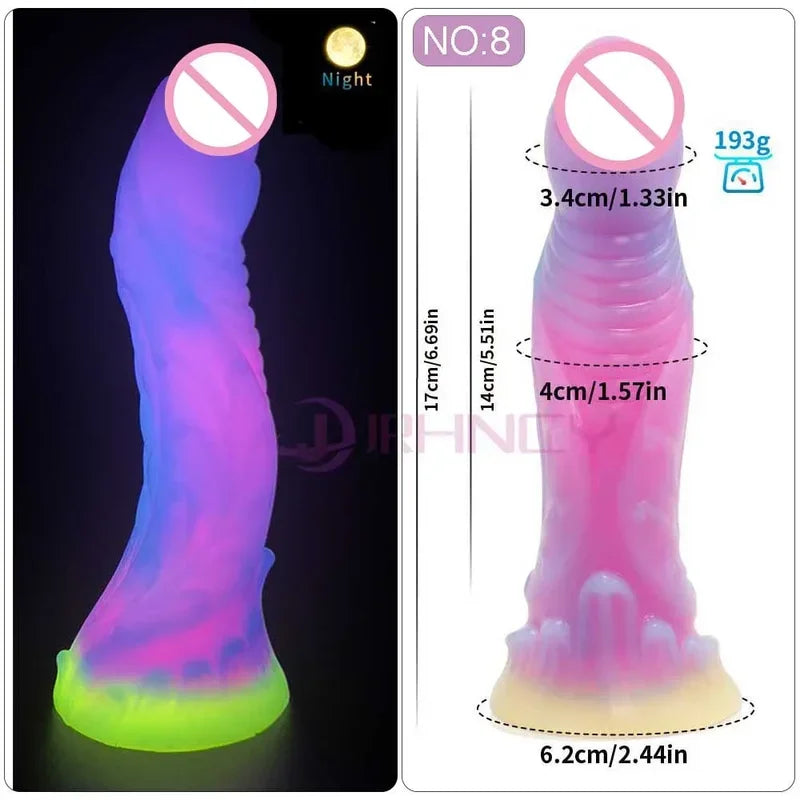 Dildo Luminous Sex Toys  Women Dick Animal/Monsters Horse Dildos Silicone Soft Anal Plug Adult Sextoys Dragon Penis 18