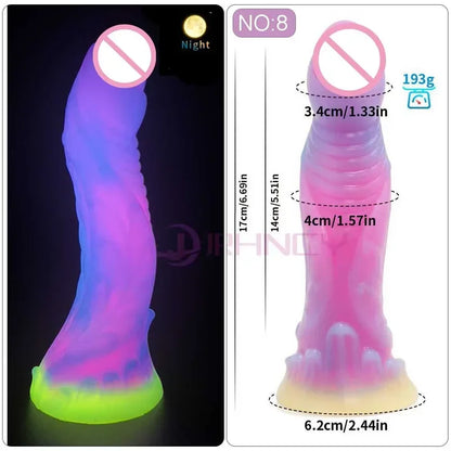 Dildo Luminous Sex Toys  Women Dick Animal/Monsters Horse Dildos Silicone Soft Anal Plug Adult Sextoys Dragon Penis 18