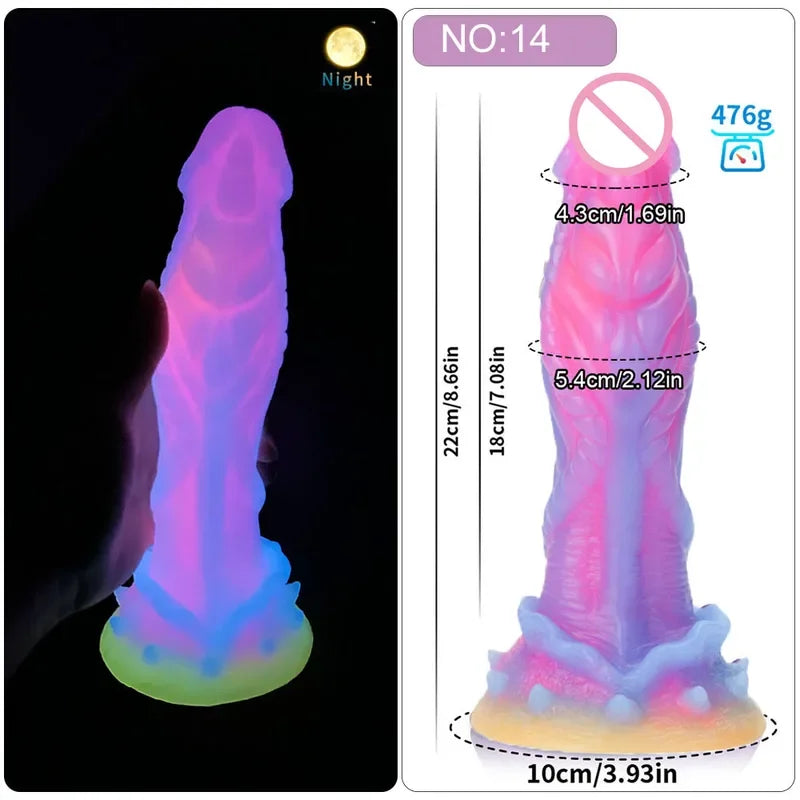 Dildo Luminous Sex Toys  Women Dick Animal/Monsters Horse Dildos Silicone Soft Anal Plug Adult Sextoys Dragon Penis 18