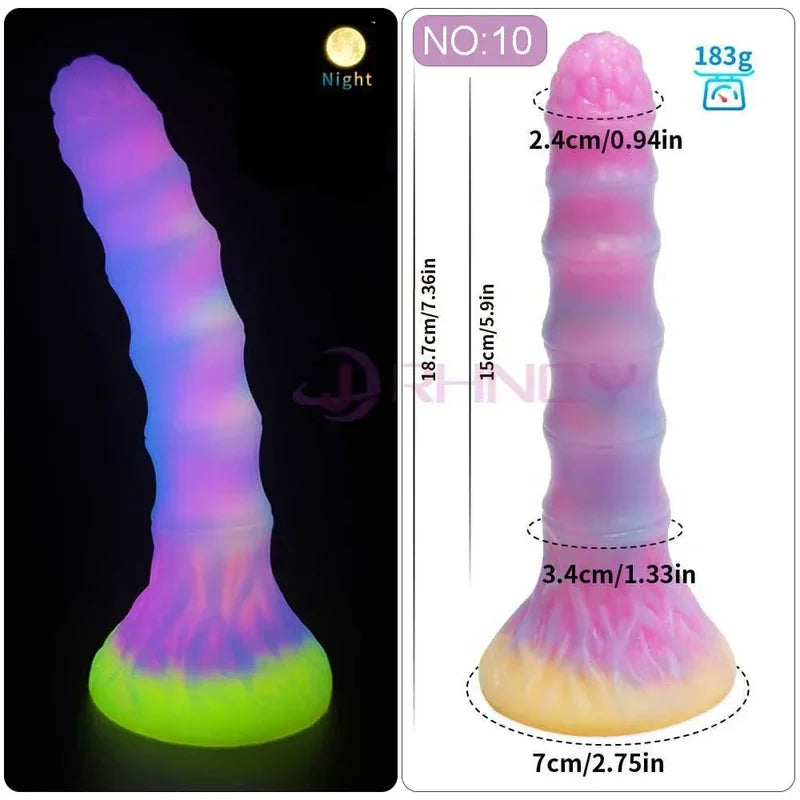 Dildo Luminous Sex Toys  Women Dick Animal/Monsters Horse Dildos Silicone Soft Anal Plug Adult Sextoys Dragon Penis 18