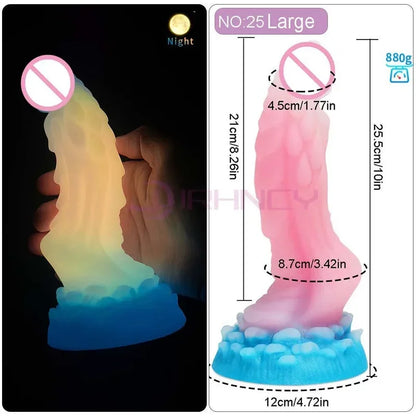 Dildo Luminous Sex Toys  Women Dick Animal/Monsters Horse Dildos Silicone Soft Anal Plug Adult Sextoys Dragon Penis 18