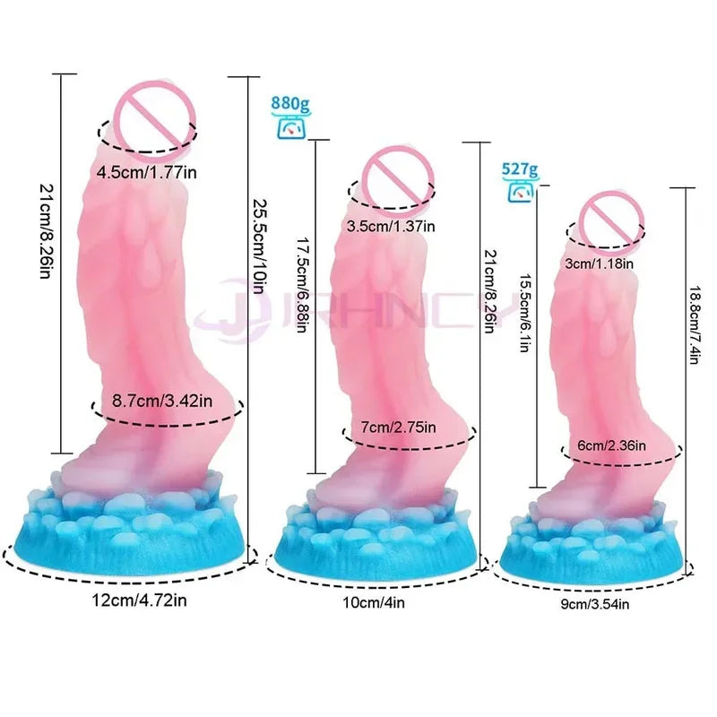 Dildo Luminous Sex Toys  Women Dick Animal/Monsters Horse Dildos Silicone Soft Anal Plug Adult Sextoys Dragon Penis 18